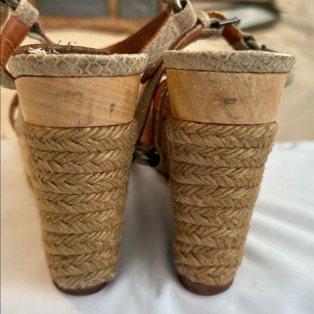 Lanvin Paris Python-Embossed Espadrille Wedges Eu… - image 8